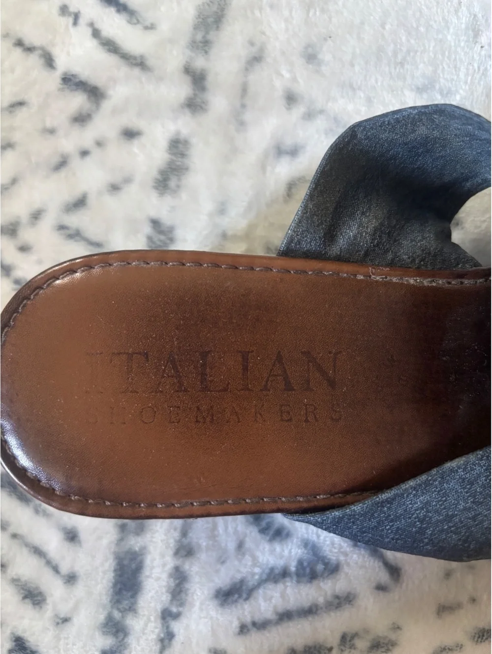 Italian Shoemakers Blue Bow Slide Sandals